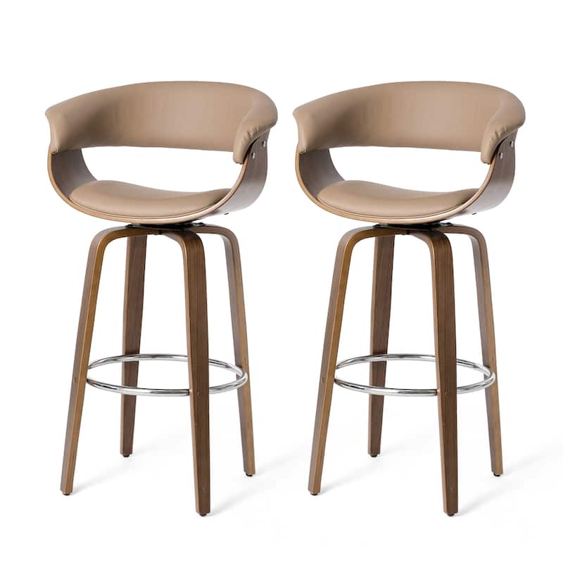 Glitzhome Set of 2 or 4 Modern Counter & Bar Height Wooden Swivel Bar Stools