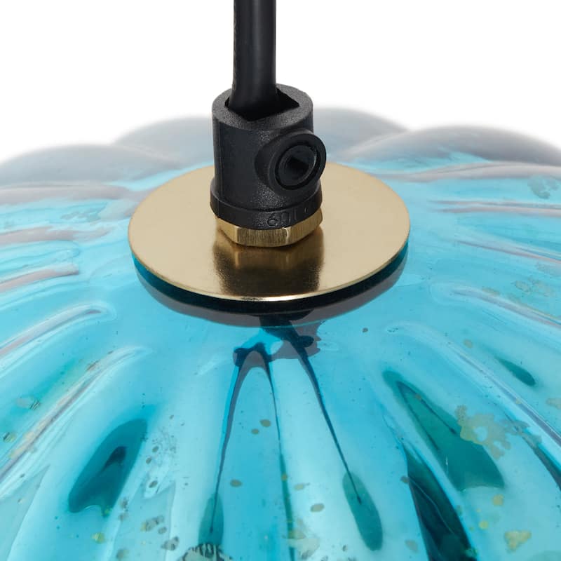 Diania River of Goods Teal and Gold Ombre Mercury Glass and Metal Globe Shade Pendant Light - 9"x 9"x 13/72"