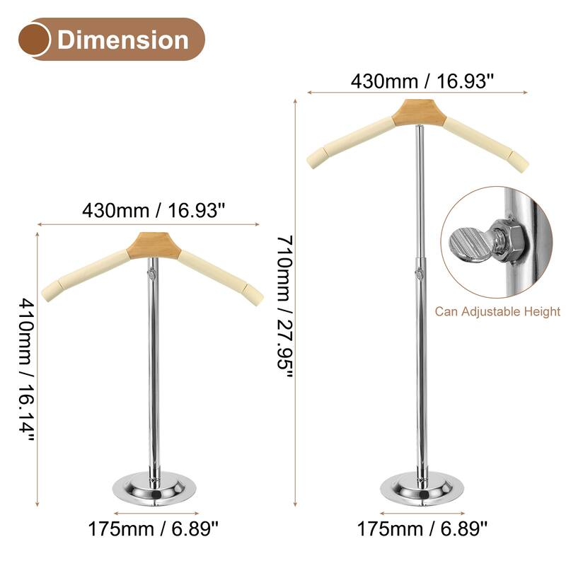 Shirt Display Stand, 2Pcs Stainless Steel Adjustable Women T-Shirt Rack - Beige - 16.93''