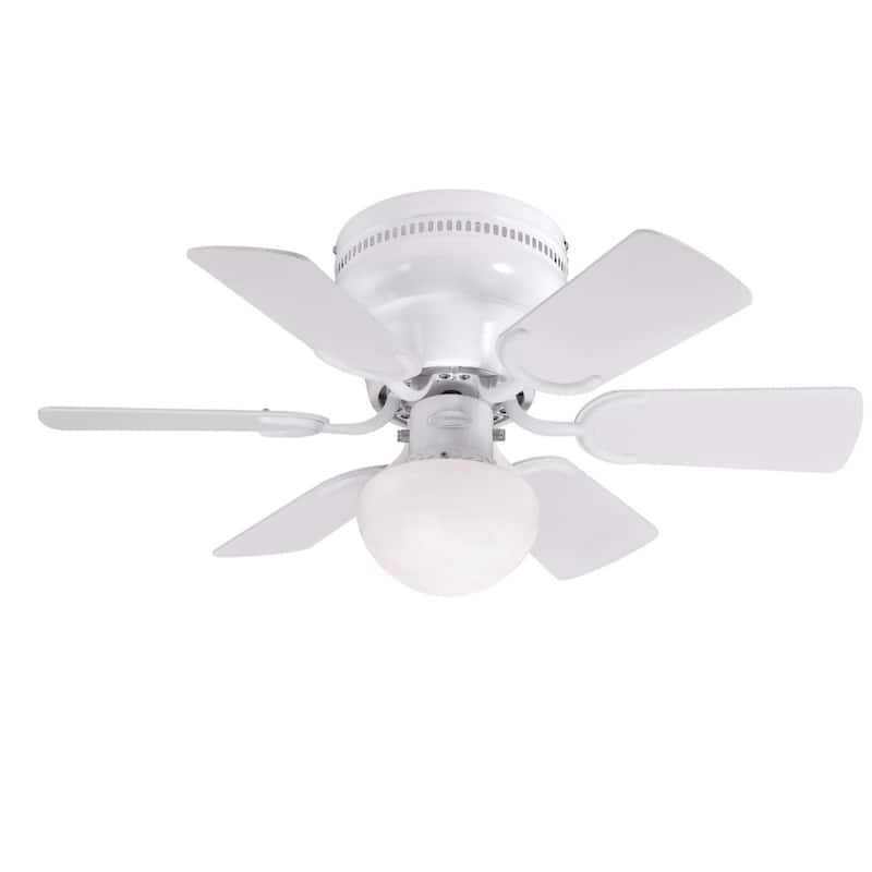 Westinghouse Lighting Petite 30-Inch 6-Blade Indoor Ceiling Fan with LED Light and Opal Mushroom Glass - White