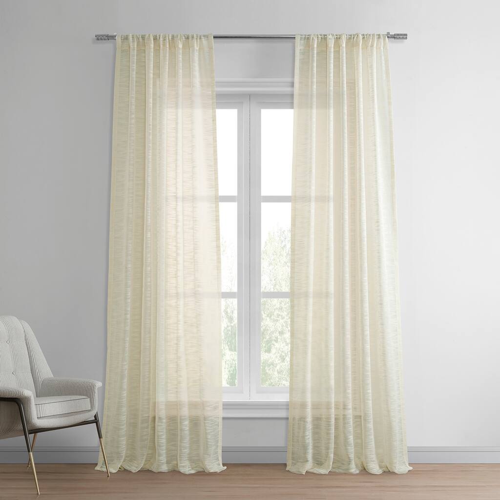 Exclusive Fabrics Open Weave Cream Linen Blend Sheer Curtains (1 Panel)
