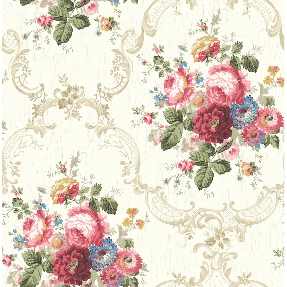 Seabrook Designs Meelis Floral Bouquet Unpasted Wallpaper