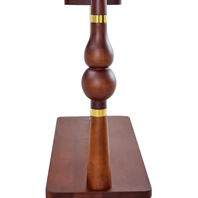 Roomfitters Double-Layer Coat Rack with Antique Wood Veneer and Metal Stand, 70"H x 34.6"W, Multi-Functional Storage