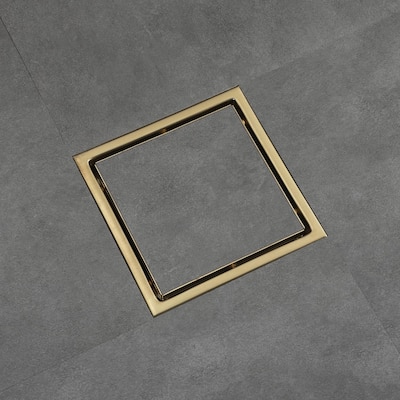brushed gold 6 inch stainless material shower drain with ABS base - 6 x 6
