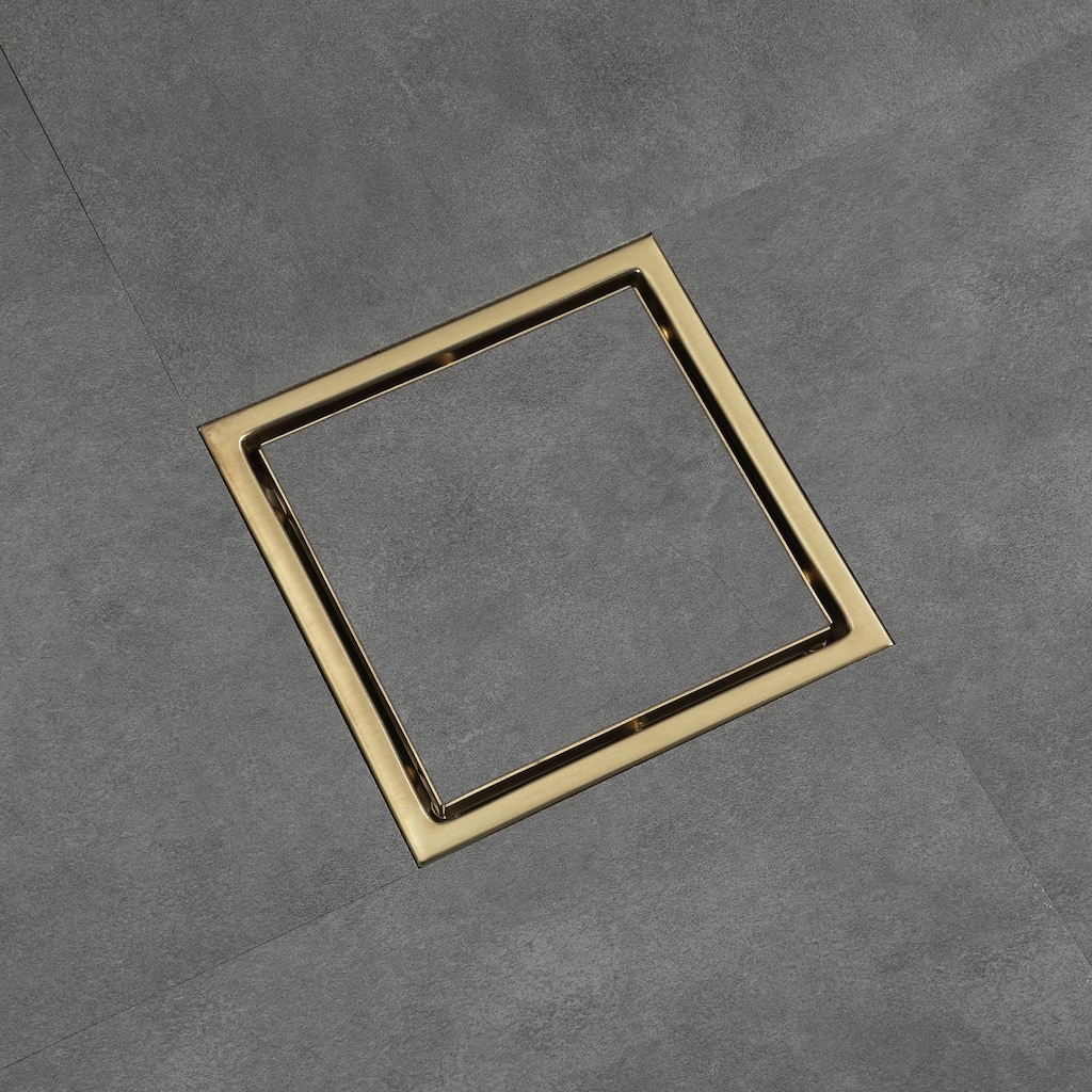 brushed gold 6 inch stainless material shower drain with ABS base - 6 x 6