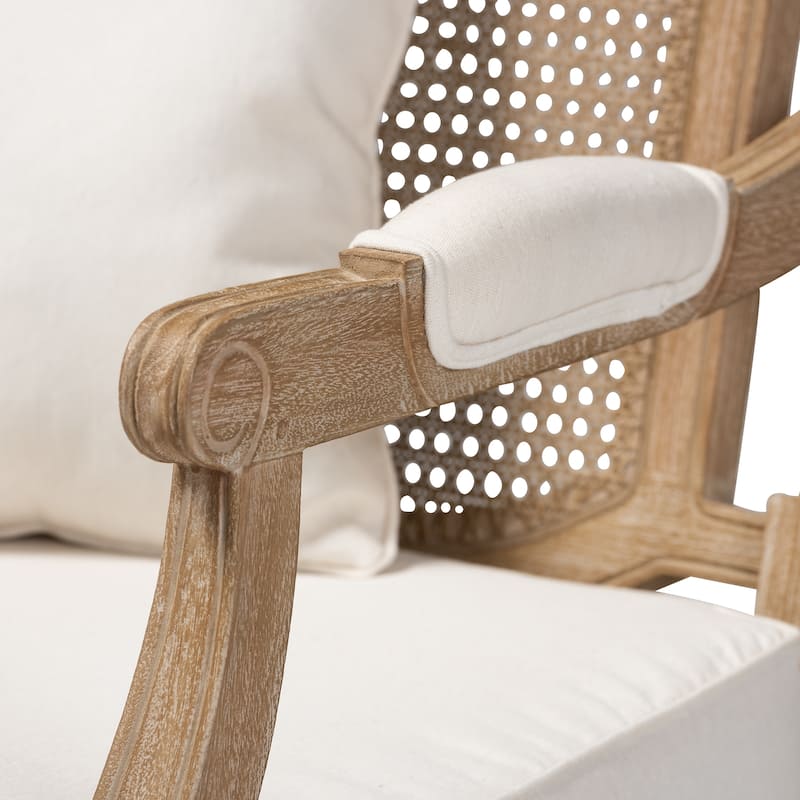 Clemence French Provincial Fabric Upholstered Wood Armchair