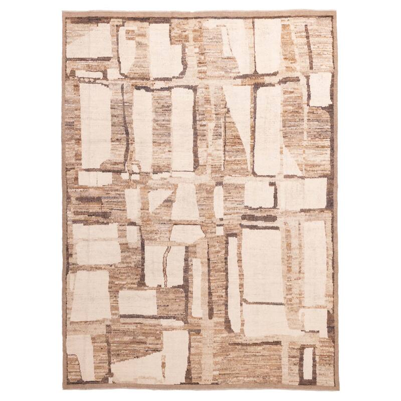 ECARPETGALLERY Hand-knotted Pak Finest Marrakesh Cream Wool Rug - 8'8 x 11'11