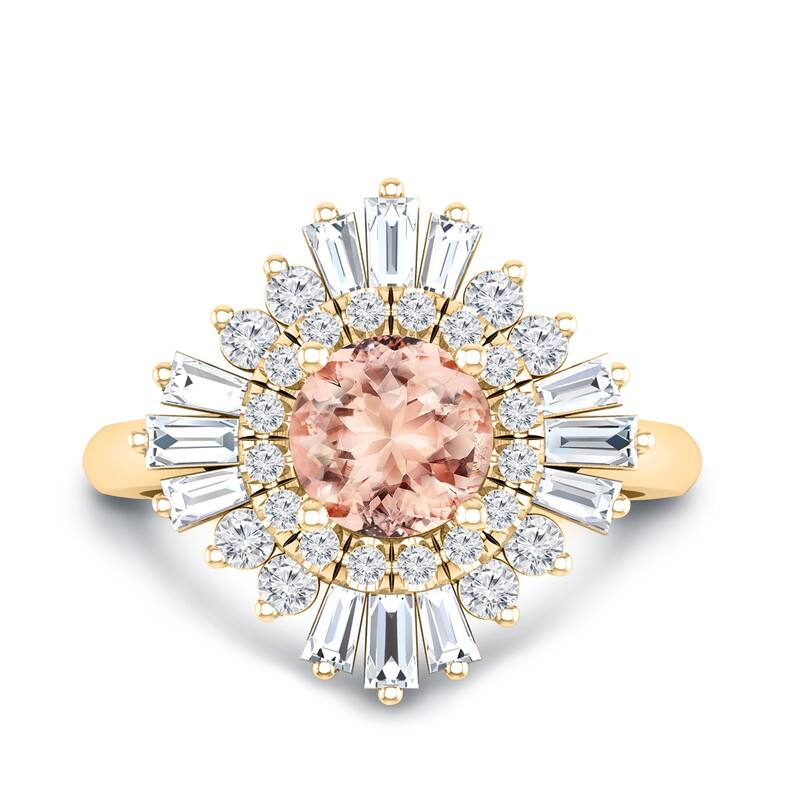 Auriya 1ct Morganite and Diamond Ballerina Engagement Ring 3/4ctw 14k Gold