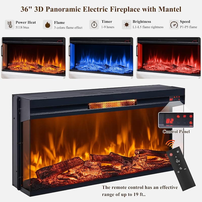 Farmhouse Electric Fireplace TV Stands up to 80", Entertainment Center