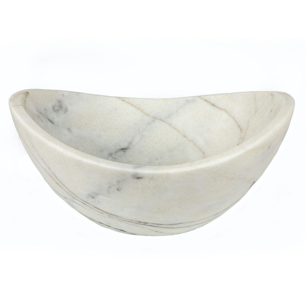 Eden Bath Small Stone Canoe Sink Honed Guanxi White Marble