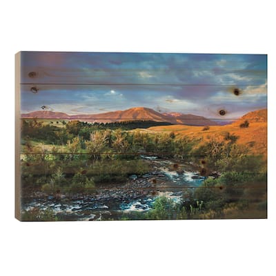 Roscoe Montana Print On Wood by Sarah Kadlecek - Multi-Color