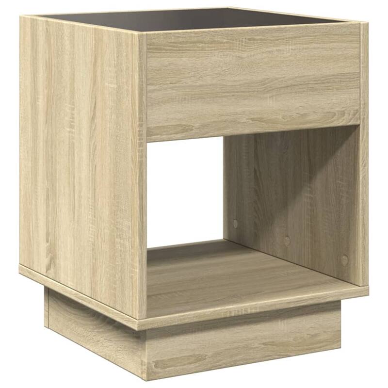 vidaXL Bedside Table Sonoma Oak Engineered wood, glass 15.7 in
