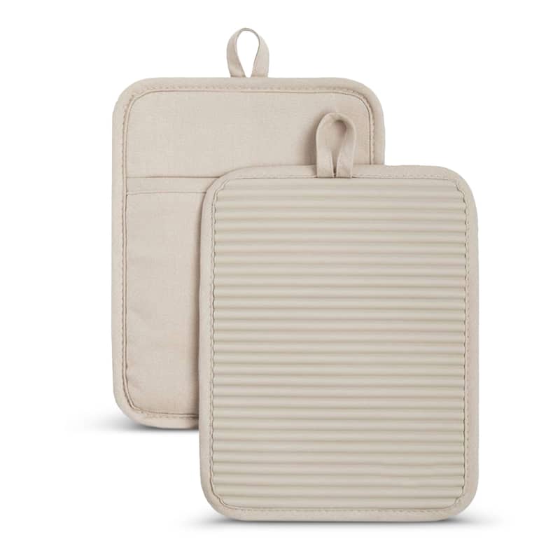 Cheer Collection Ribbed Silicone Pot Holders 2 Pack Cotton Lined