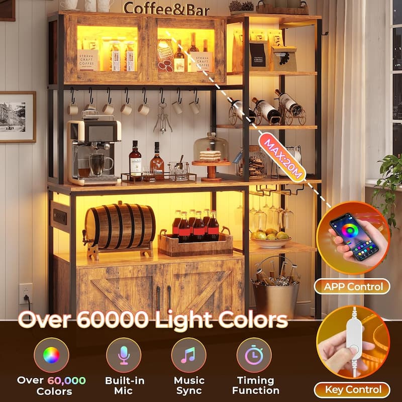 Bakers Rack for Kitchen with Storage Coffee Bar Cabinet