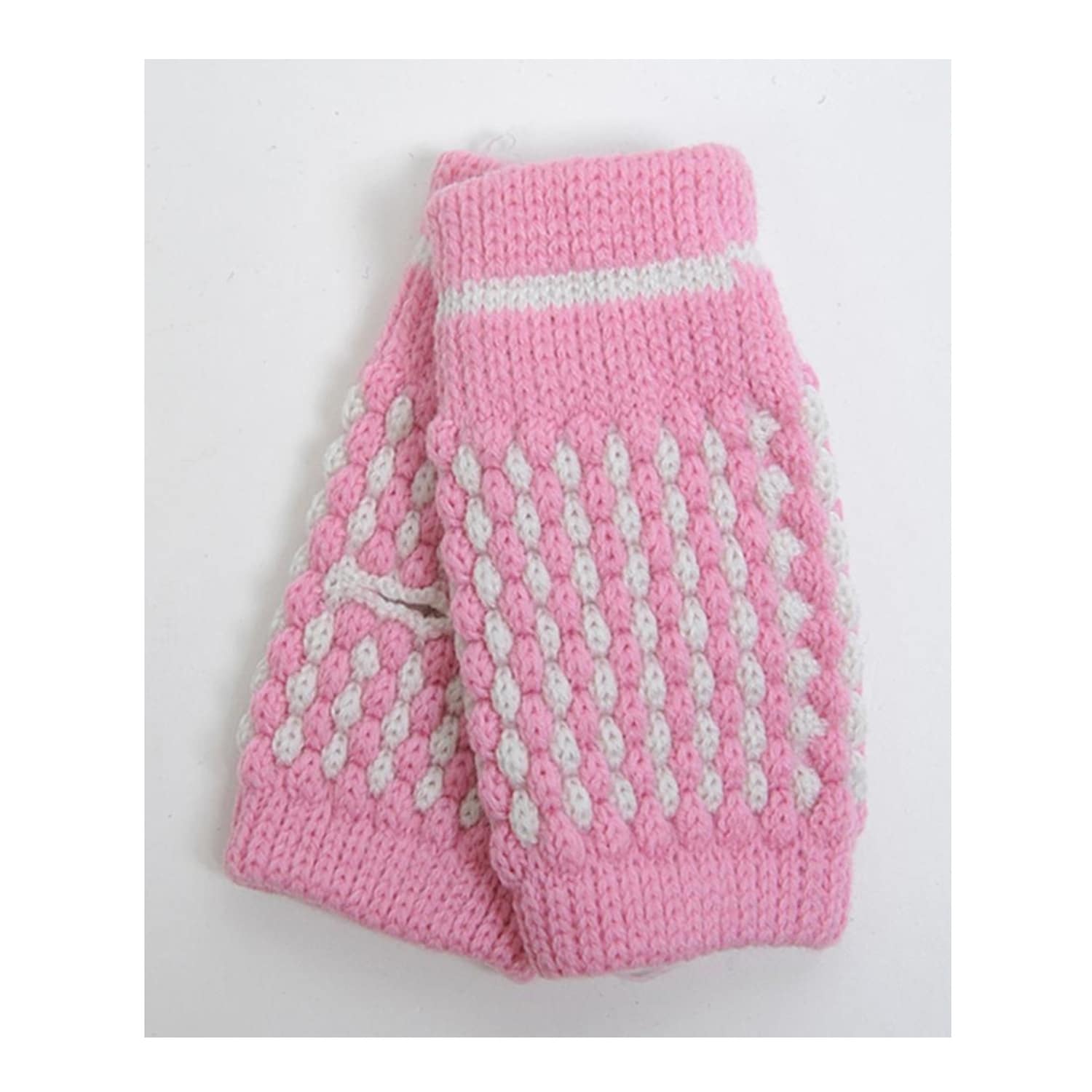pink knit gloves