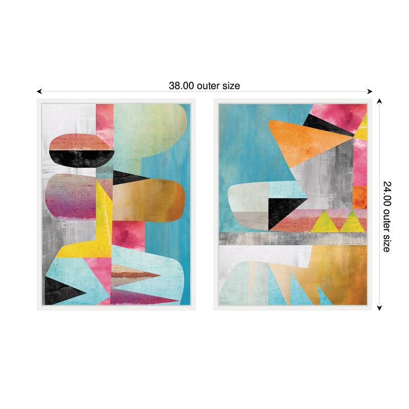 Kate and Laurel NC Objet 1 & 2 2 Piece Framed Canvas Wall Art Set by Nikki Chu