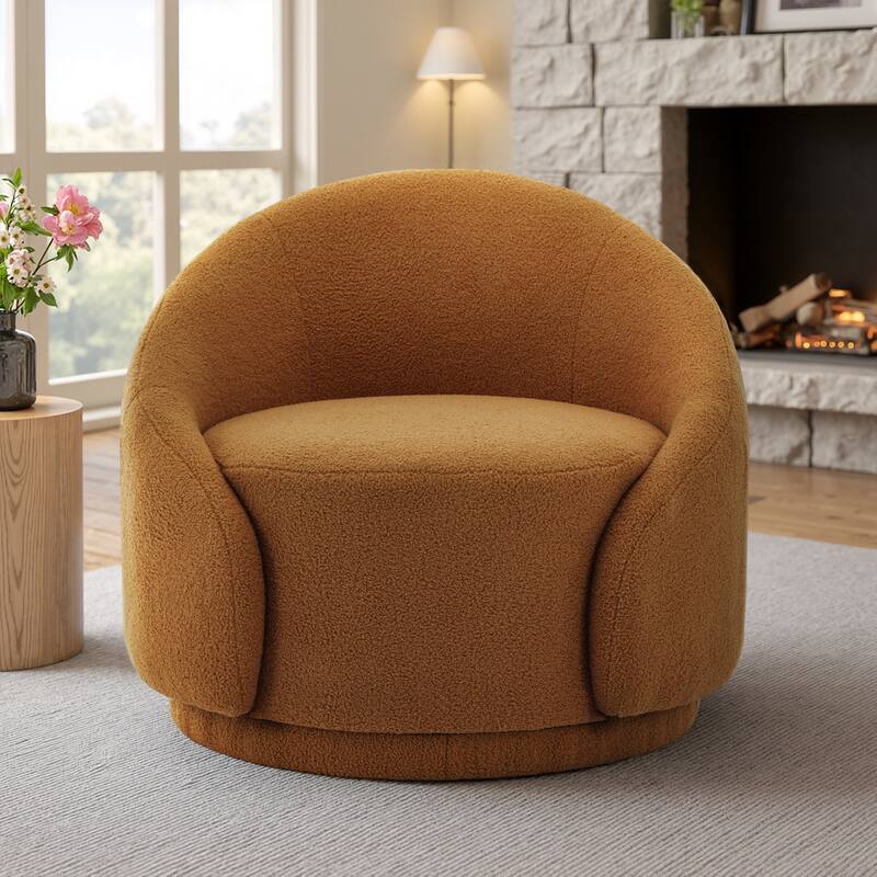 Modern Upholstered Swivel Barrel Chair Accent Lounge Chair