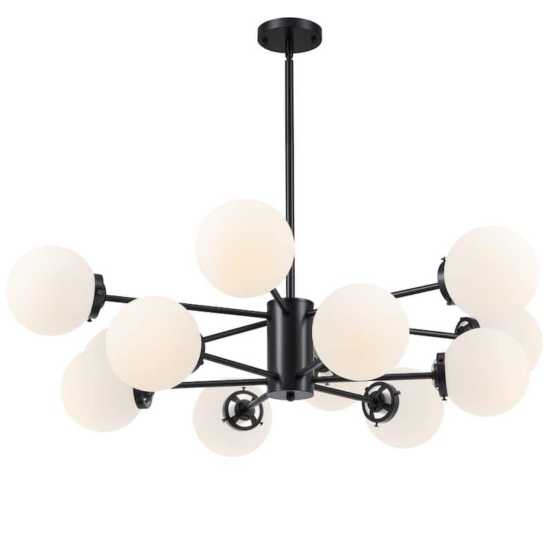 CO-Z Dimmable Modern Linear Sputnik Pendant Chandelier with Frosted Glass Globe Shades (6/8/12 - Light)