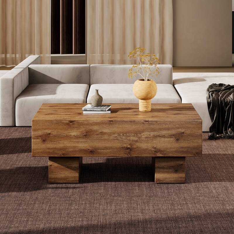 43.3" Modern Rectangular Coffee Table with Sturdy MDF Support Legs for Living Room