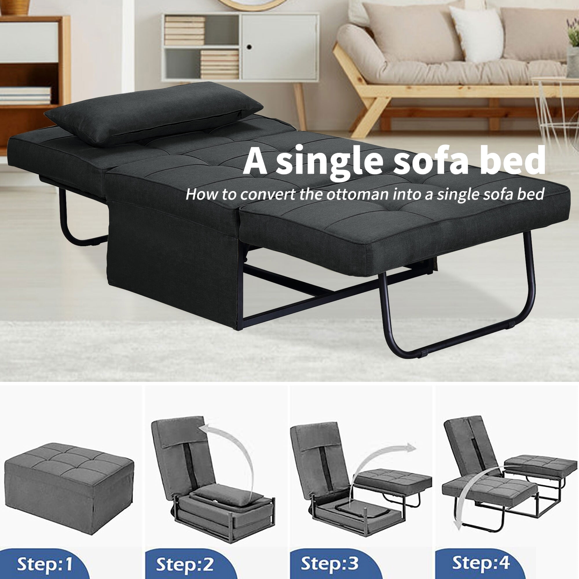 Couch folds into bed top