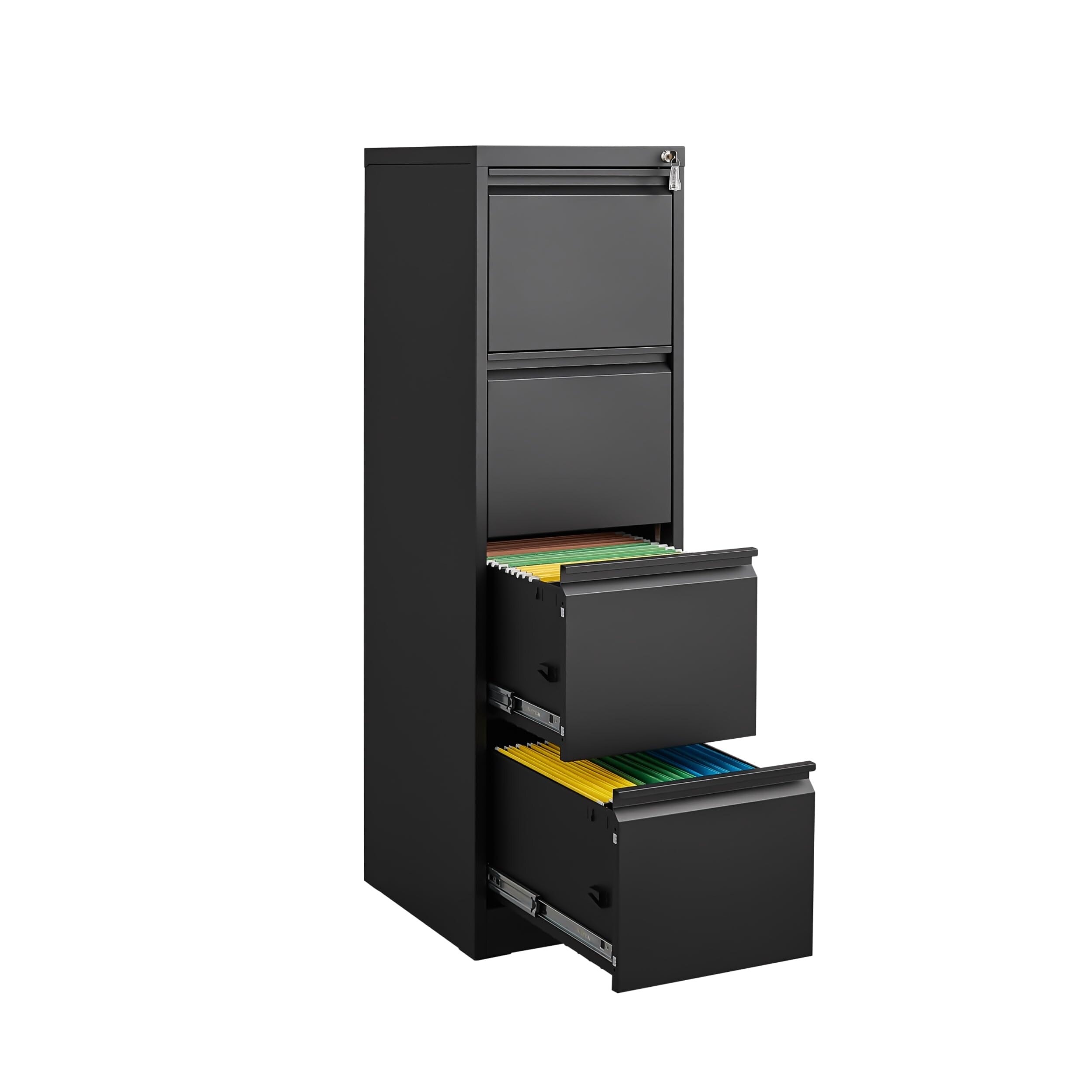 3 Drawer/4 Drawer Filing Cabinet with Lock, Metal Vertical Office Home Narrow File Storage Cabinet