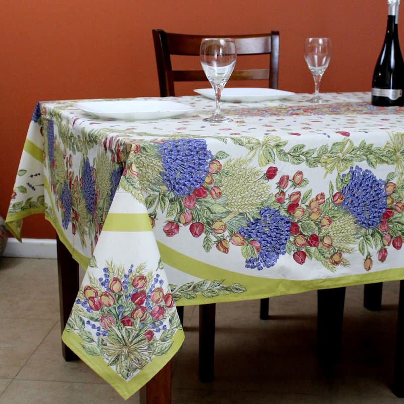 Wipeable Spill Resistant Provencal Cotton Cannes Collection Tablecloth