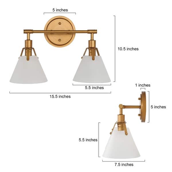 dimension image slide 1 of 2, Coney Modern Glam 3-Light Gold Linear Bathroom Vanity Lights Frosted-glass Wall Sconces