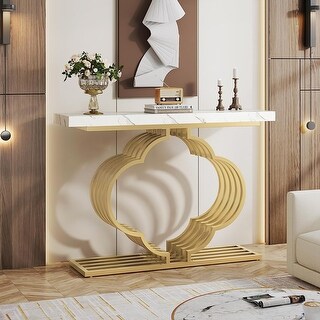 41'' Console Table, Faux Marble Sofa Table White Modern Entryway Table ...