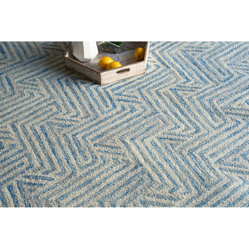 Exquisite Rugs Naturals Handmade Hand-tufted New Zealand Wool on Canvas Blue/Ivory Area Rug