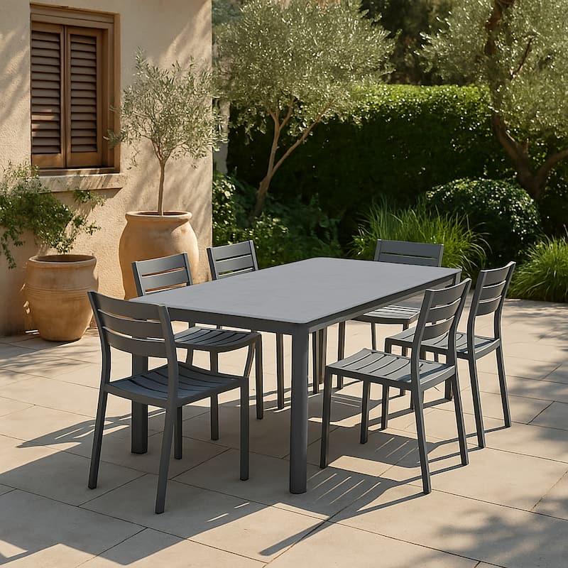 Bia Grey Outdoor Dining Table with Stone Top
