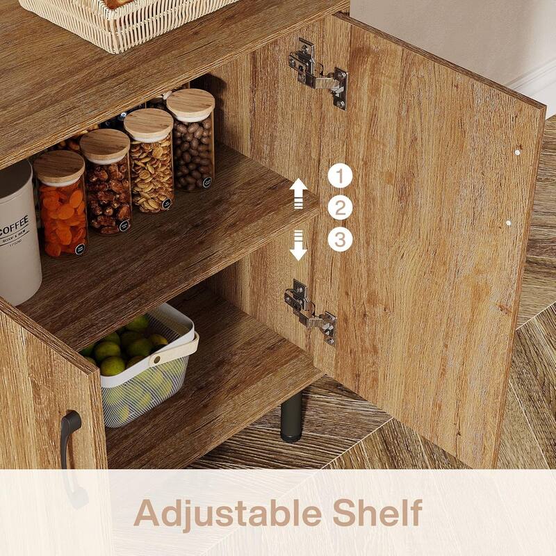 59" Sideboard Buffet Cabinet Set of 2, Farmhouse Storage Accent Cabinet with Doors & Adjustable Shelves