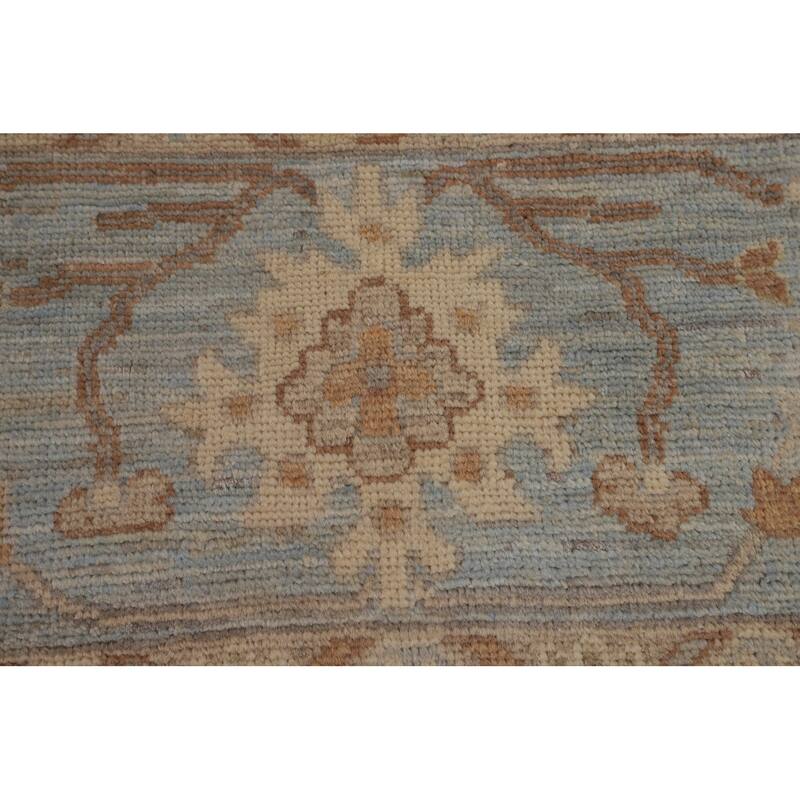 Vegetable Dye Oushak Turkish Area Rug Handmade Floral Wool Carpet - 9'4"x 12'4"