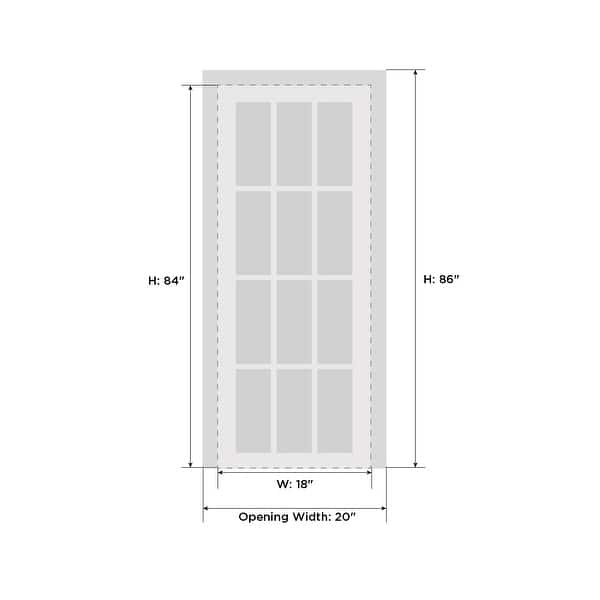 dimension image slide 6 of 22, Interior Solid French Door / Mela 0755 Painted White / Single Regular Panel Frame Handle / Bathroom Bedroom Modern Doors