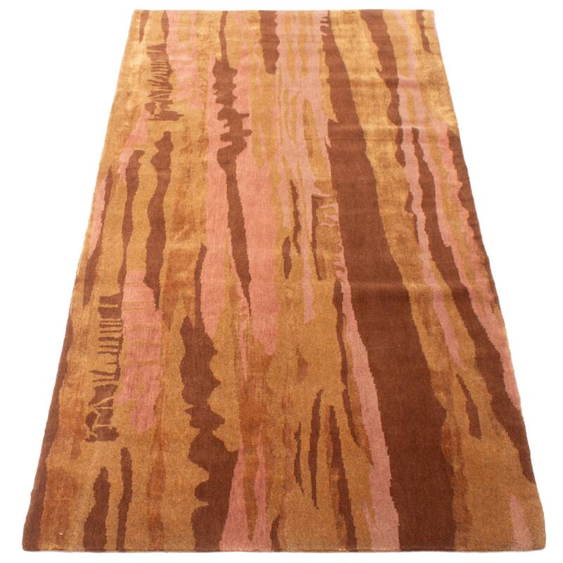 ECARPETGALLERY Hand-knotted Opulence Brown Wool Rug - 4'1 x 8'10