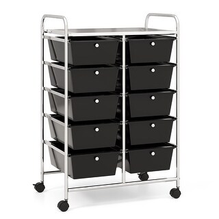 Gymax 10-Drawer Rolling Storage Cart Tools Scrapbook Paper Organizer