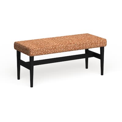The Curated Nomad Terraza Black Natural Woven Bench
