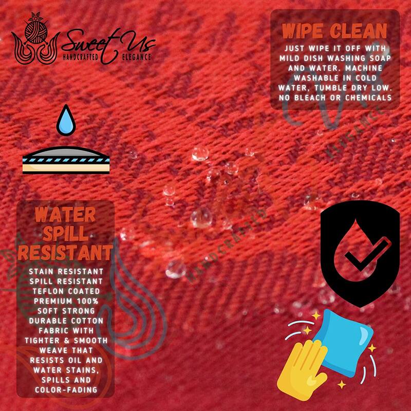 Wipeable Spill Resistant French Cotton Tablecloth