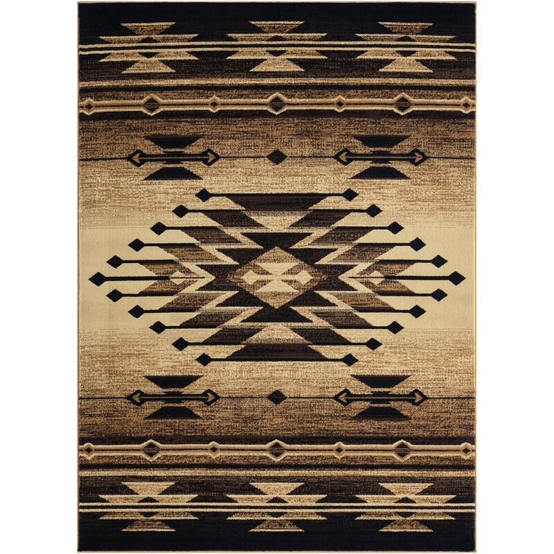Sunset Valley Pueblo Southwest Lodge Area Rug - 7'10"x9'10" - Black