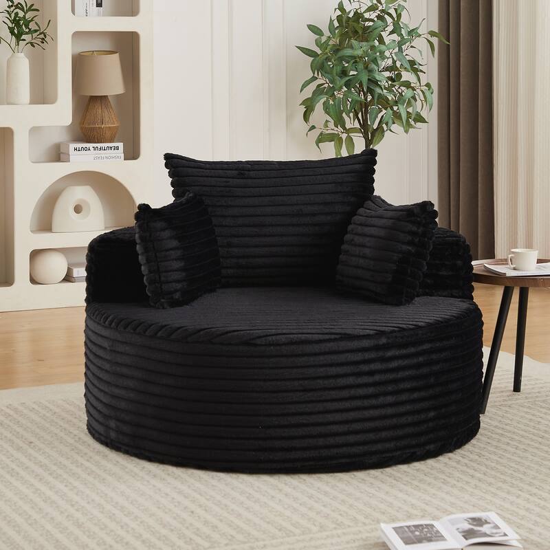 Corduroy Sponge single sofa,No Assembly Required,Fluffy Modern Sleeper Chair for Living room, Bedroom
