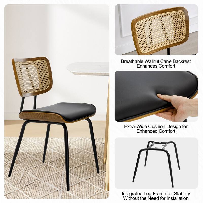 Faux Leather Upholstered Dining Chairs Set of 2/4 - 33.5" H x 17.5" W x 23" D