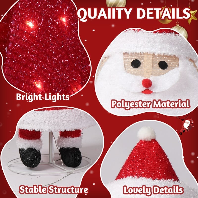 3.3FT Lighted Santa Claus Waving Hand Christmas Yard Decorations - Red