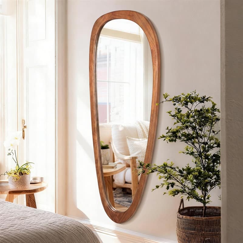 Irregular Mirror Asymmetrical Wood Wall Mirror