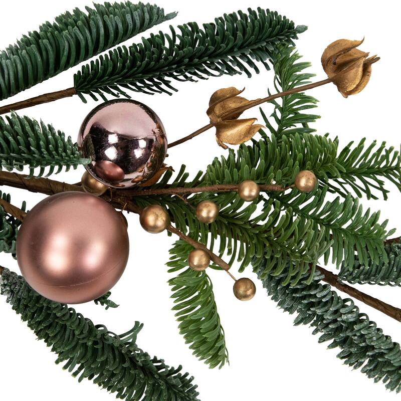 6' Rose Gold Ball Ornaments and Berries Artificial Christmas Garland Unlit