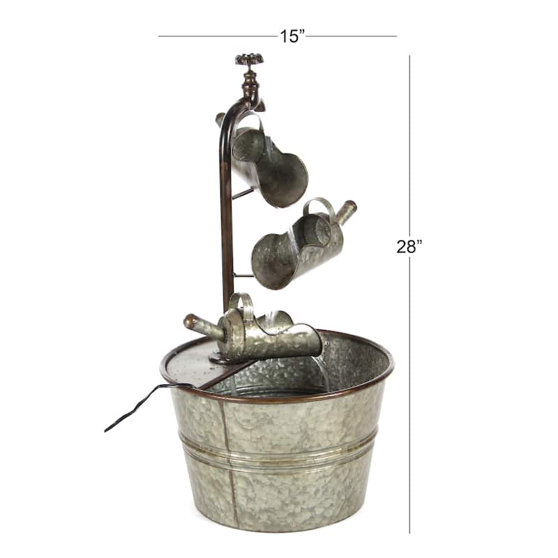 Metal Fountain with Watering Cans - Gray - Roche River Decor