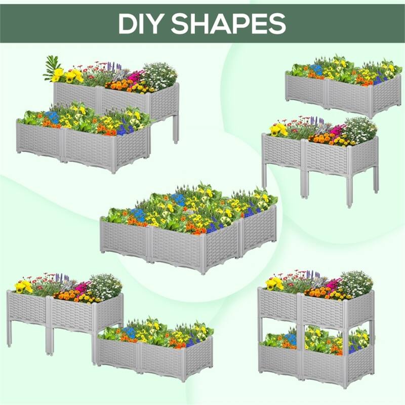 Grey Polypropylene Elevated Planter Boxes with Water Control - 31.5" L x 15.75" W x 17.3" H - tall