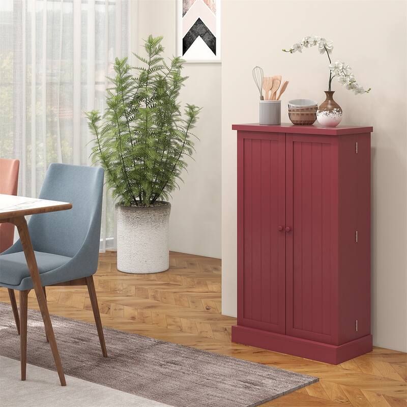 Freestanding Kitchen Cabinet with 12 Door Shelves