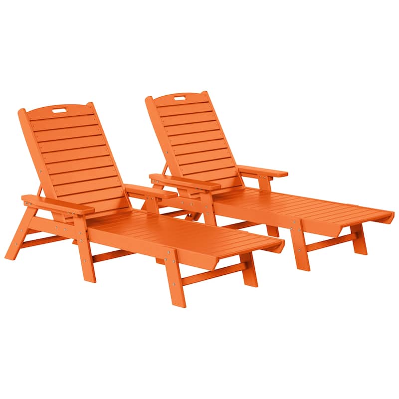 Laguna Hdpe All Weather Outdoor Patio Pool Reclining Chaise Lounge (Set Of 2) - Orange