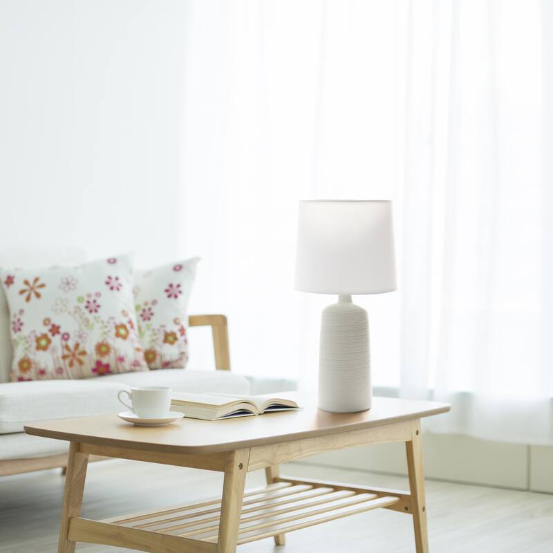 Simple Designs Textured Linear Ceramic Table Lamp, Off White - N/A