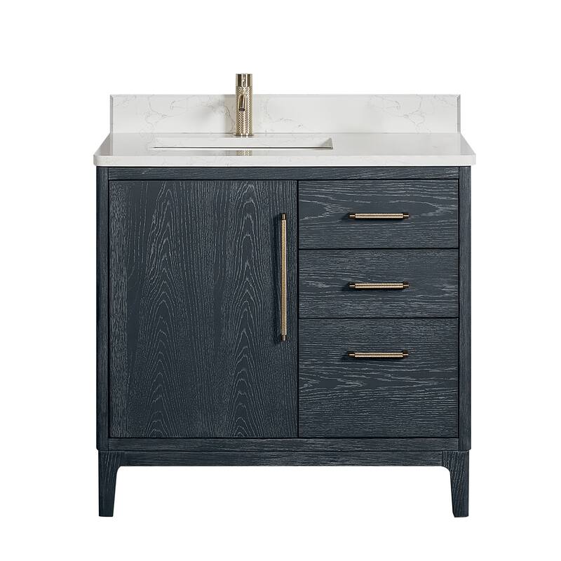 Gara Single Bath Vanity with Composite Stone Top without Mirror