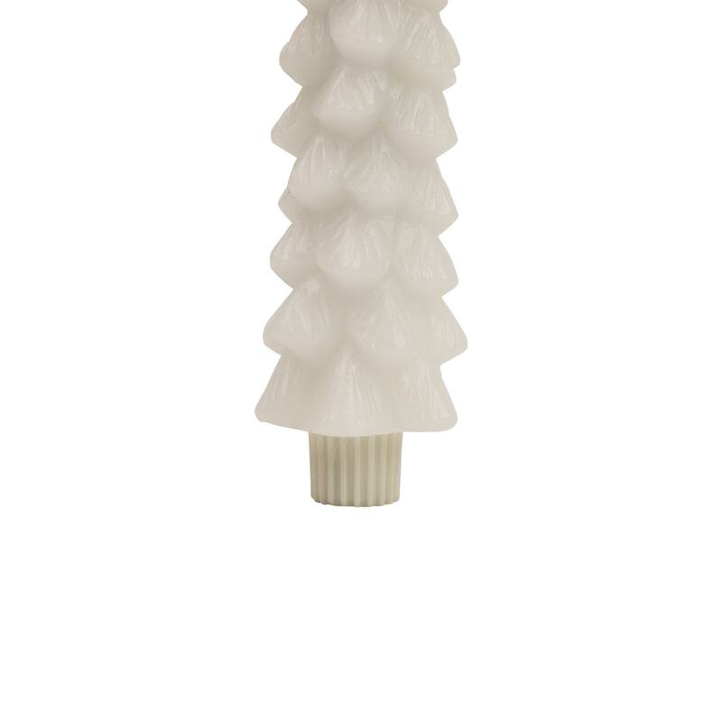 LED Flickering Flameless Wax Tapered Christmas Tree Candles - 9.75" - White - Set of 2